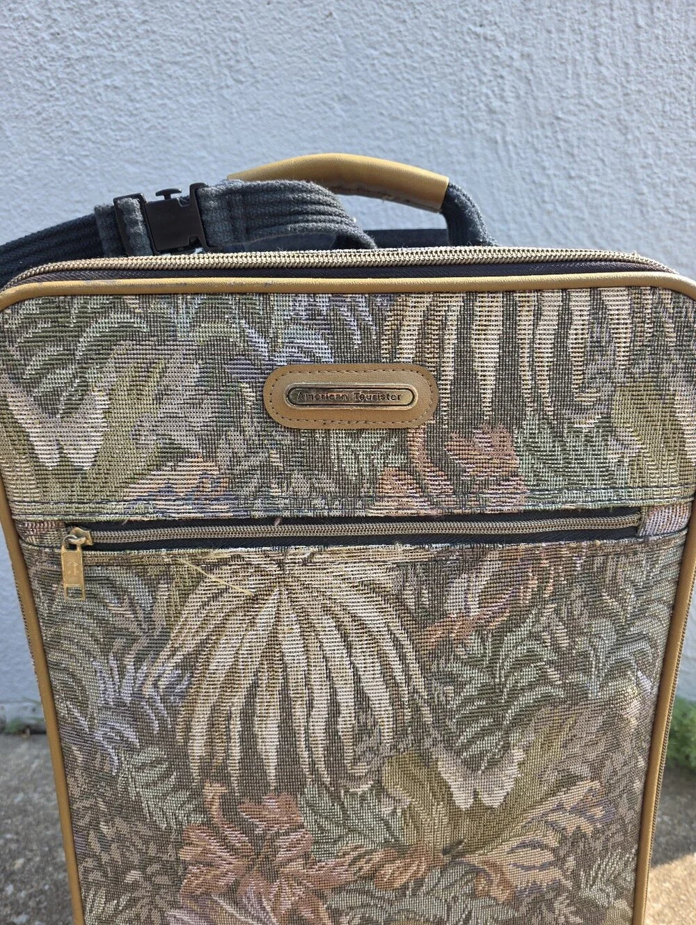American Tourister Tan & Multicolor Floral Tapestry Carry-On
